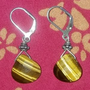 Vintage Sterling silver 925 Tigers eye earrings